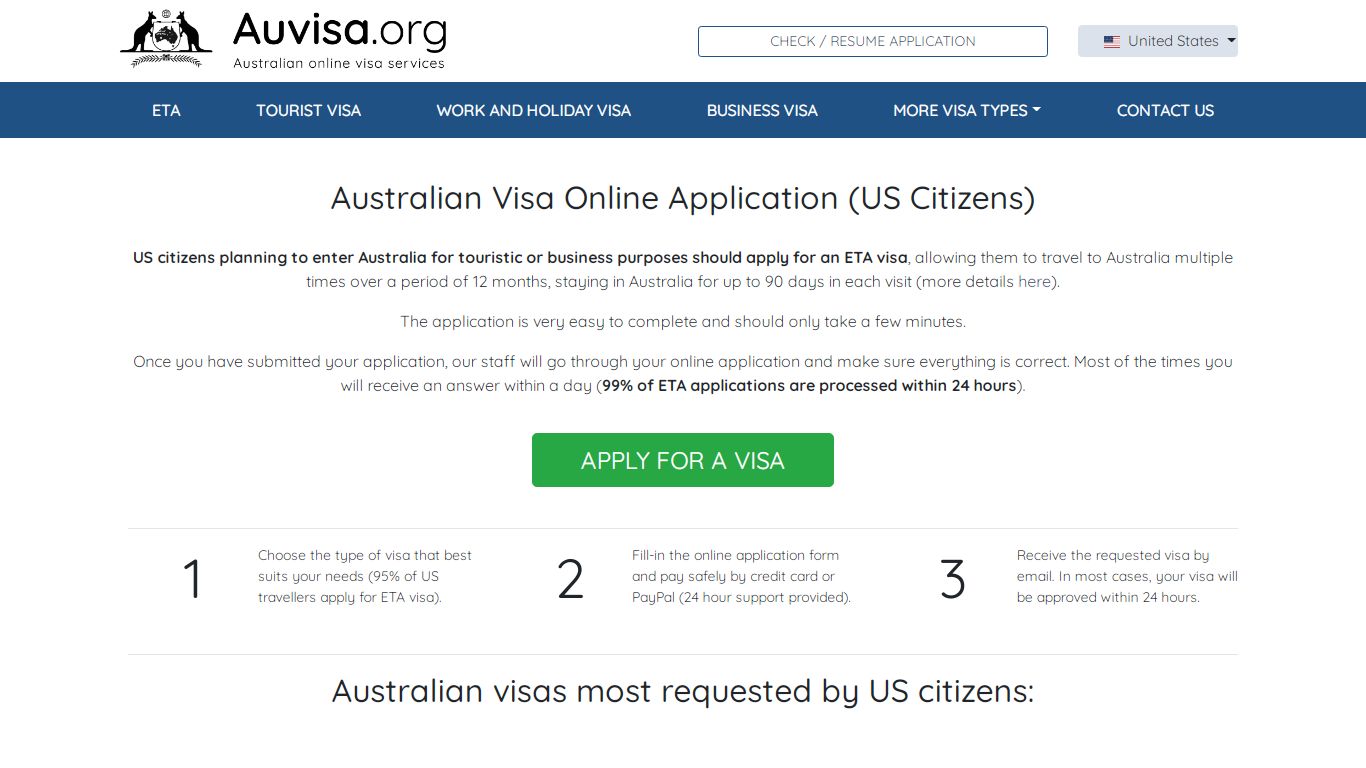 Apply for an Australian visa from US on AuVisa.org - Main version